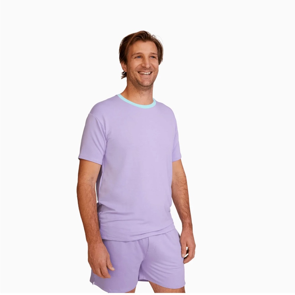 Men's Purple T-Shirt with Green Trim